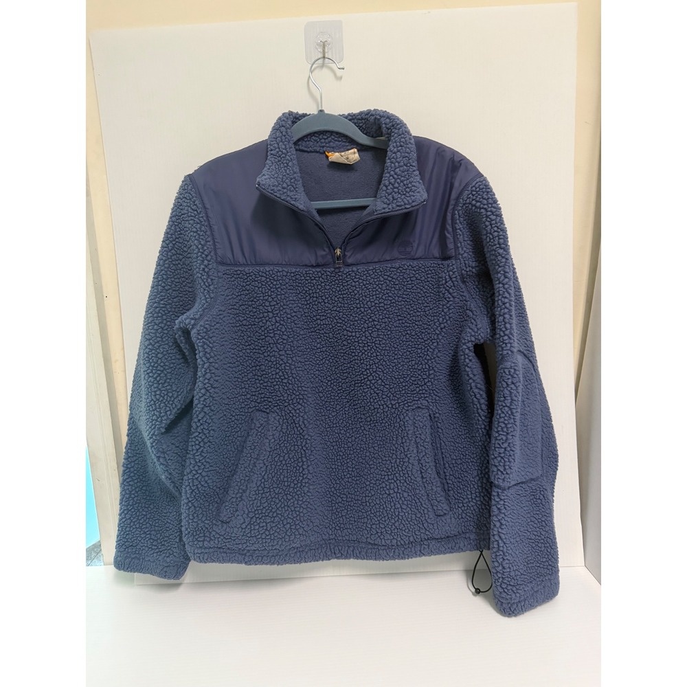 Timberland Stratham Issue Mens Blue Sherpa Fleece Quarter Zip Pullover Medium